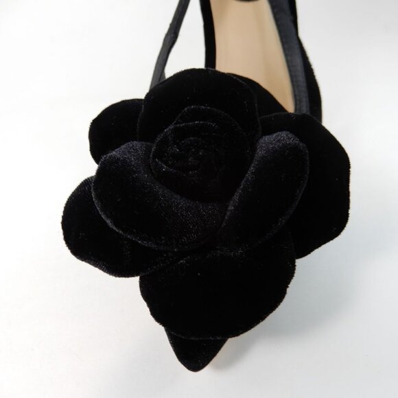 ANTONIO MELANI Ester Velvet Black Rose Flower Heels Pumps Size 6 Pointed Toe NEW - Picture 5 of 13